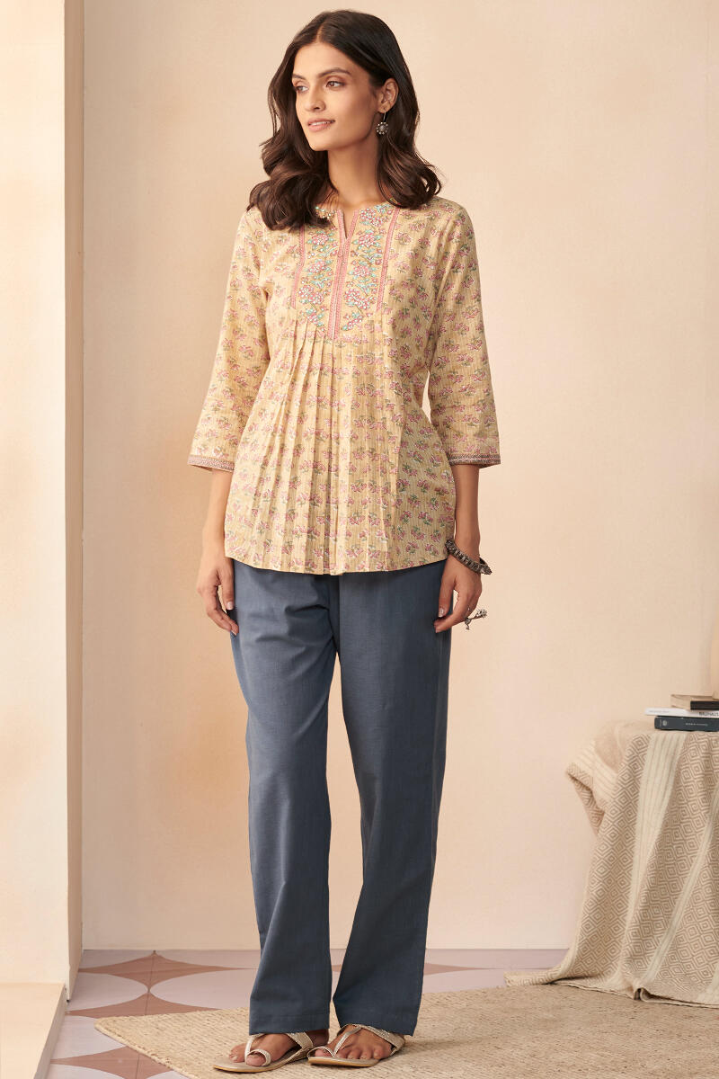 Blue Handcrafted Cotton Pants