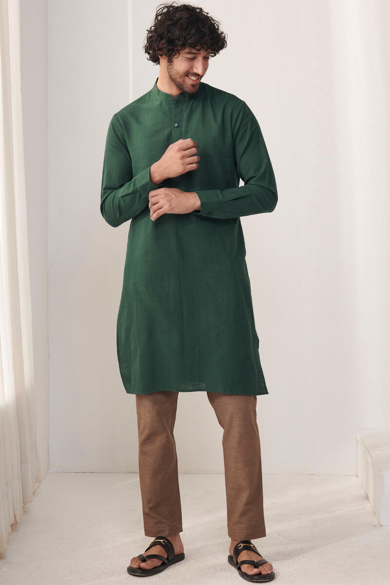 Green Handcrafted Cotton Kurta
