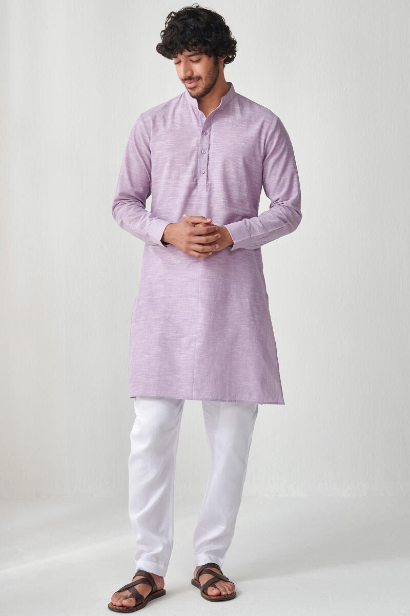 Lilac Handcrafted Cotton Kurta