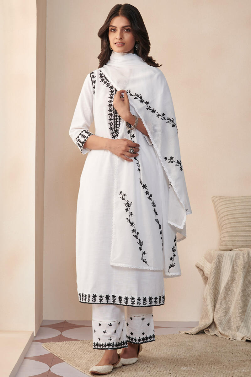 White Handcrafted Cotton Farsi Pants