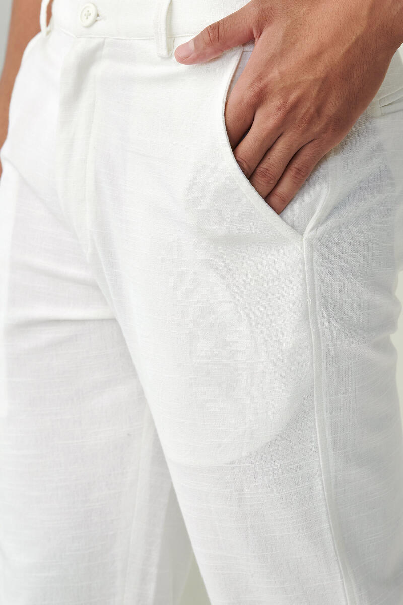 White Handcrafted Cotton Pants