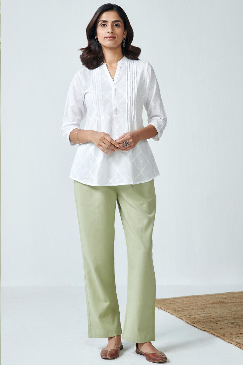 Green Handcrafted Cotton Pants