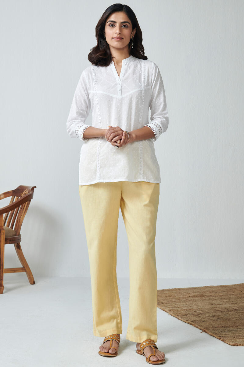 Yellow Handcrafted Cotton Pants