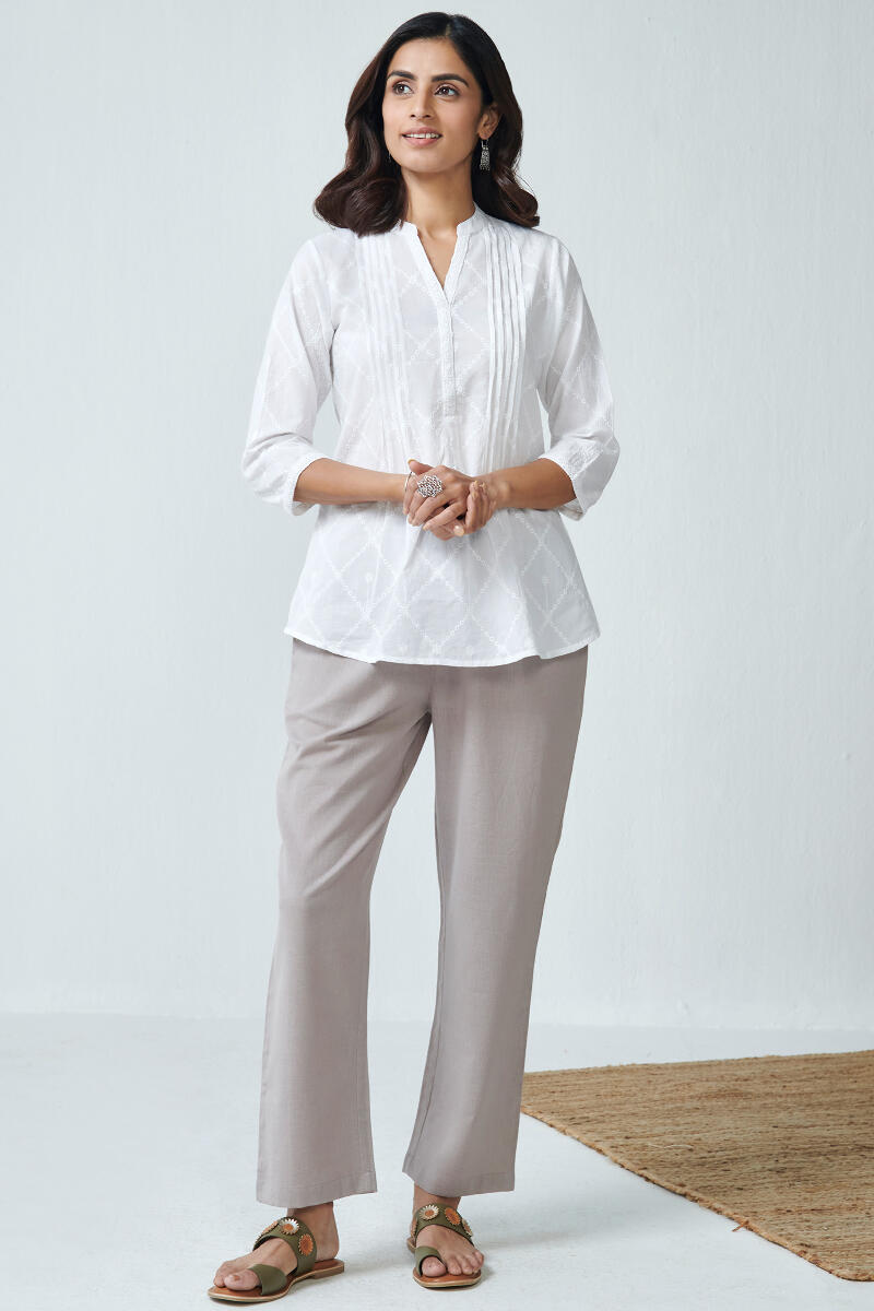 Grey Handcrafted Cotton Pants