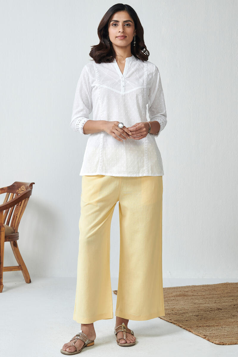 Yellow Handcrafted Cotton Farsi Pants
