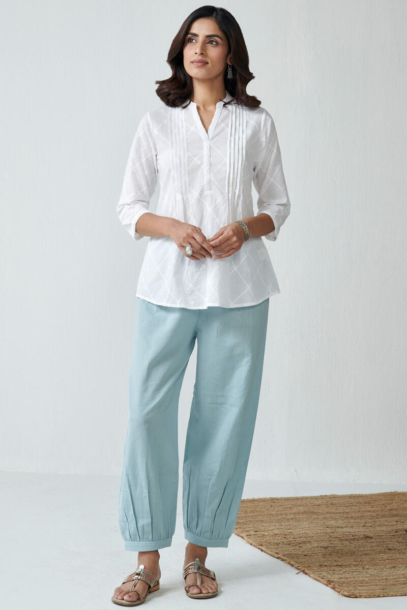 Blue Handcrafted Cotton Izhaar Pants