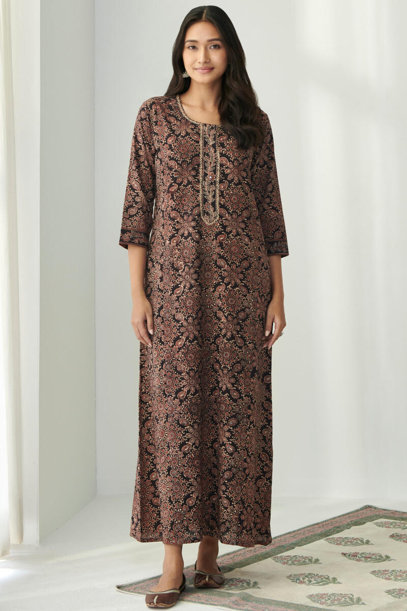 Ajrak Hand Block Printed Cotton Kaftan