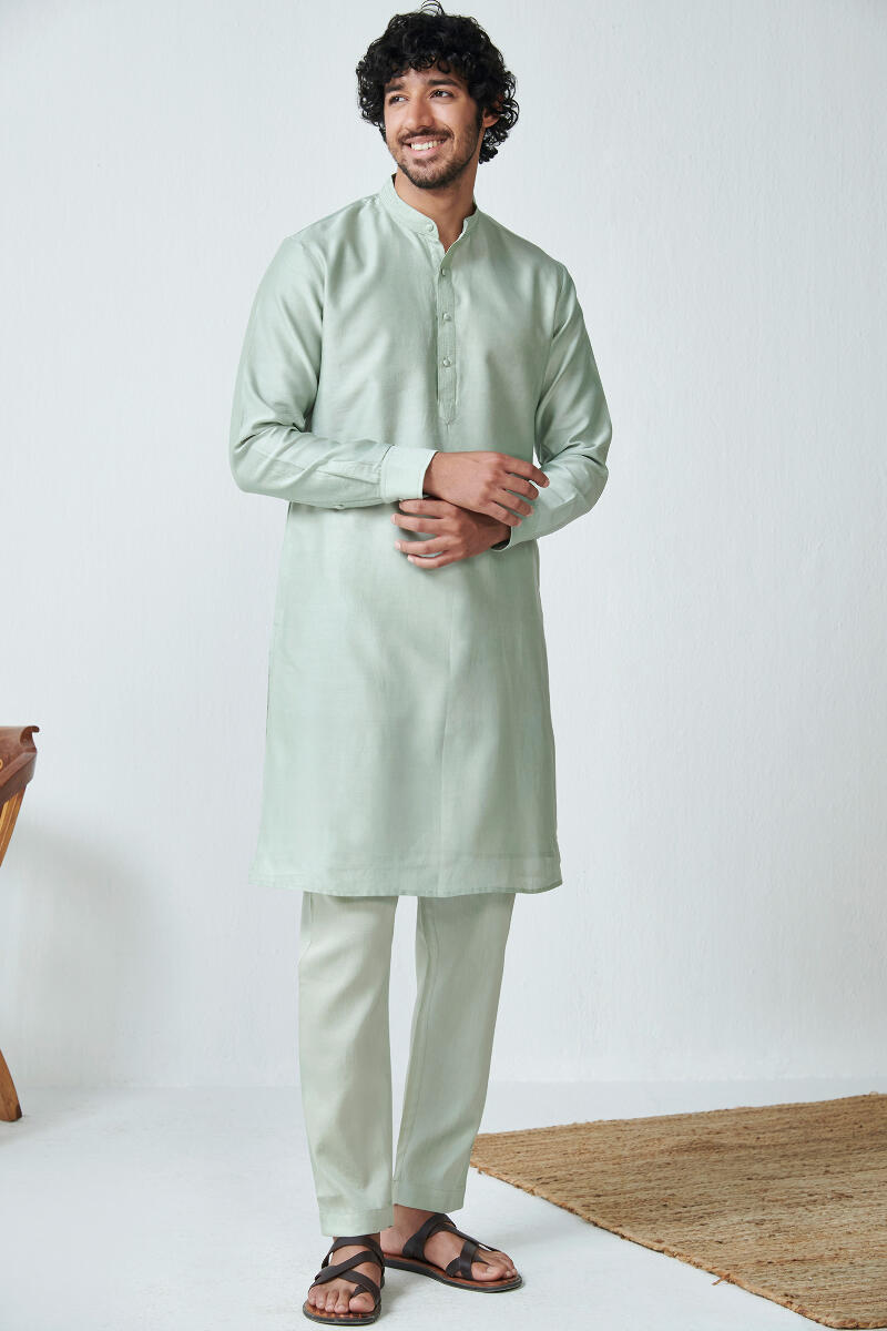 Green Handcrafted Vegan Silk Pants