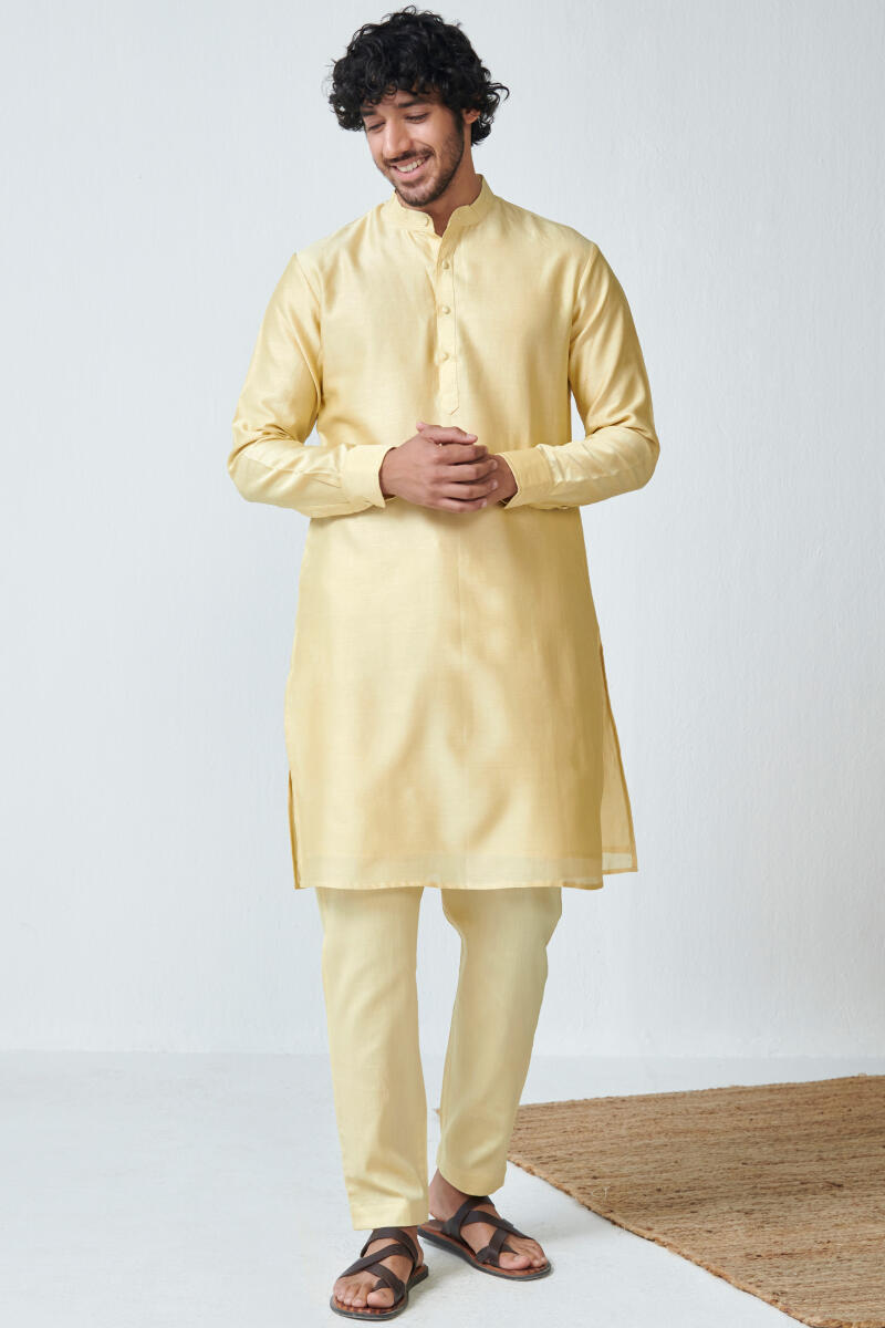 Yellow Handcrafted Chanderi Kurta