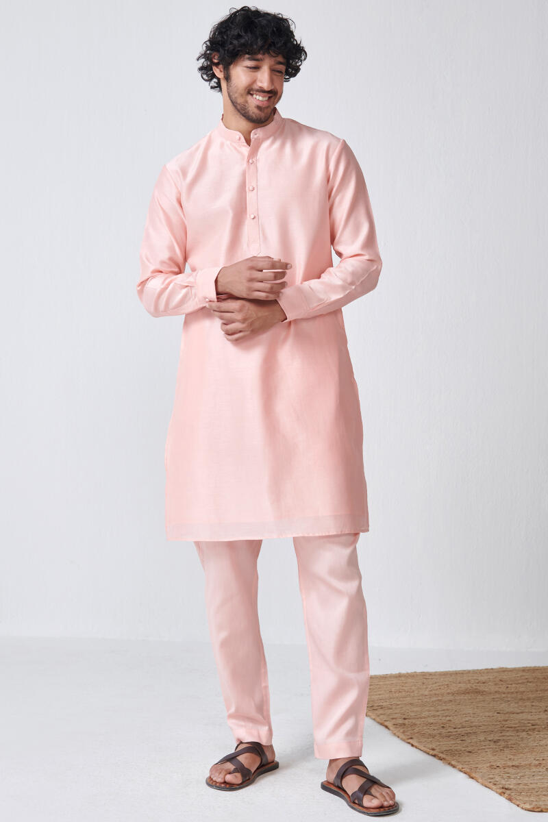 Pink Handcrafted Chanderi Kurta