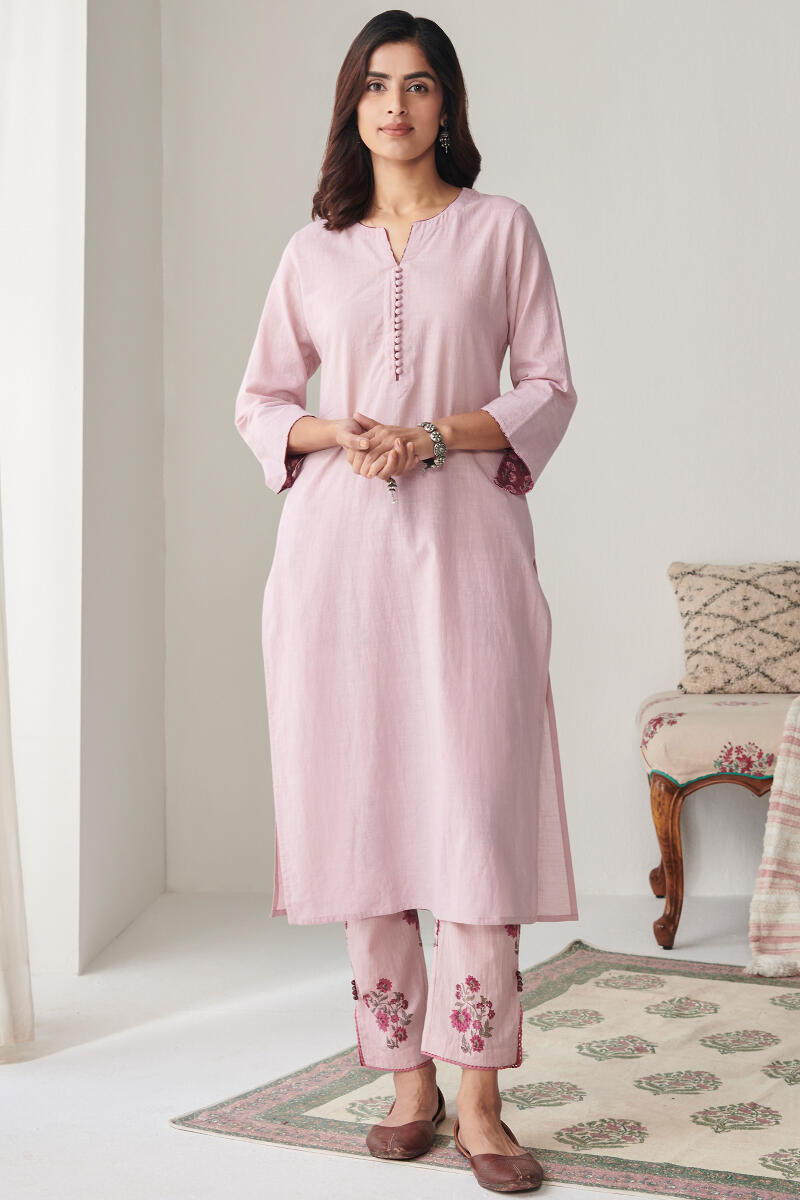 Purple Handcrafted A-Line Cotton Kurta