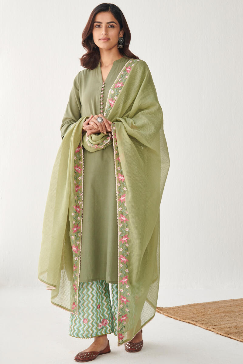Green Hand Block Printed Cotton Farsi