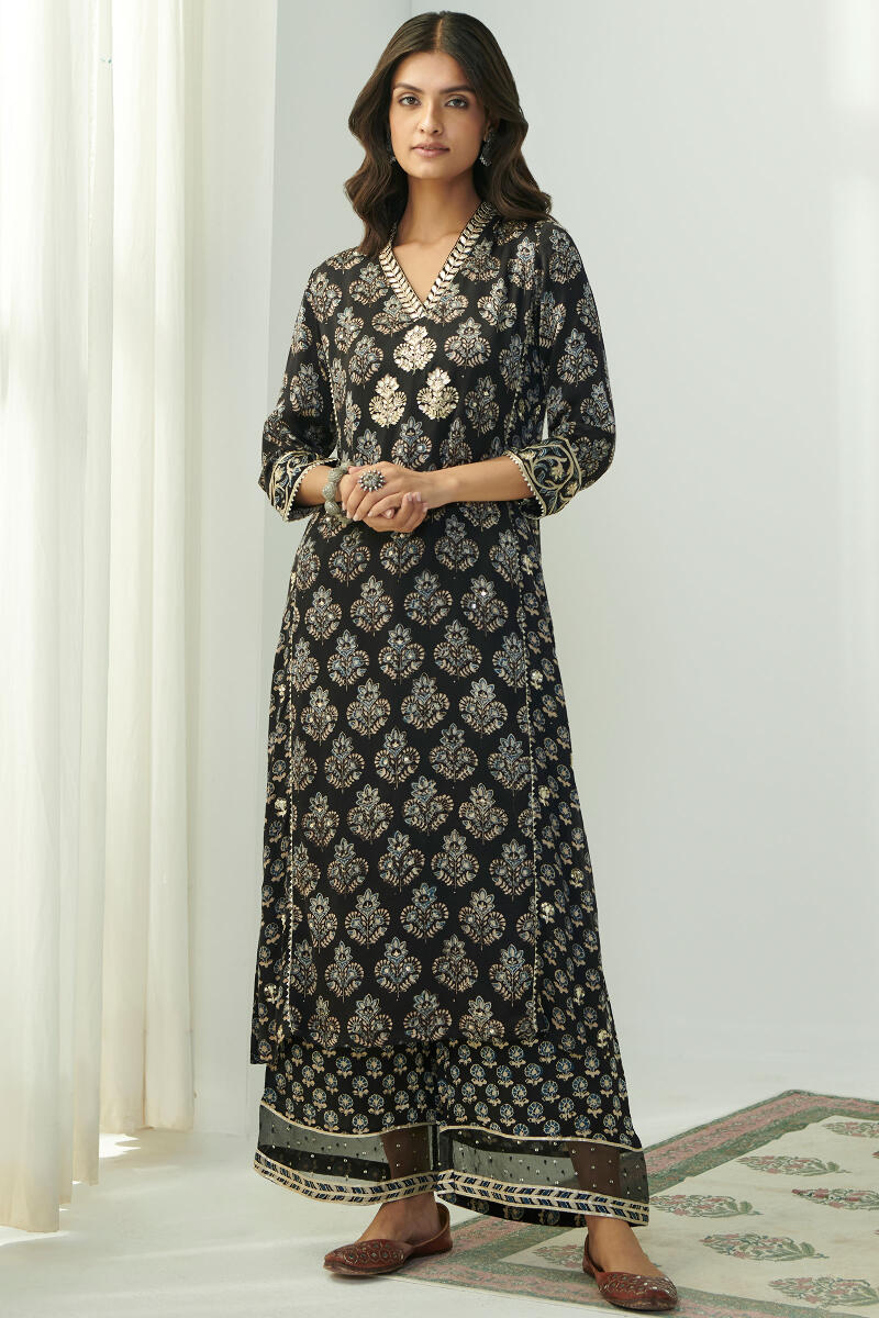 Ajrak Hand Block Printed Straight Modal Kurta