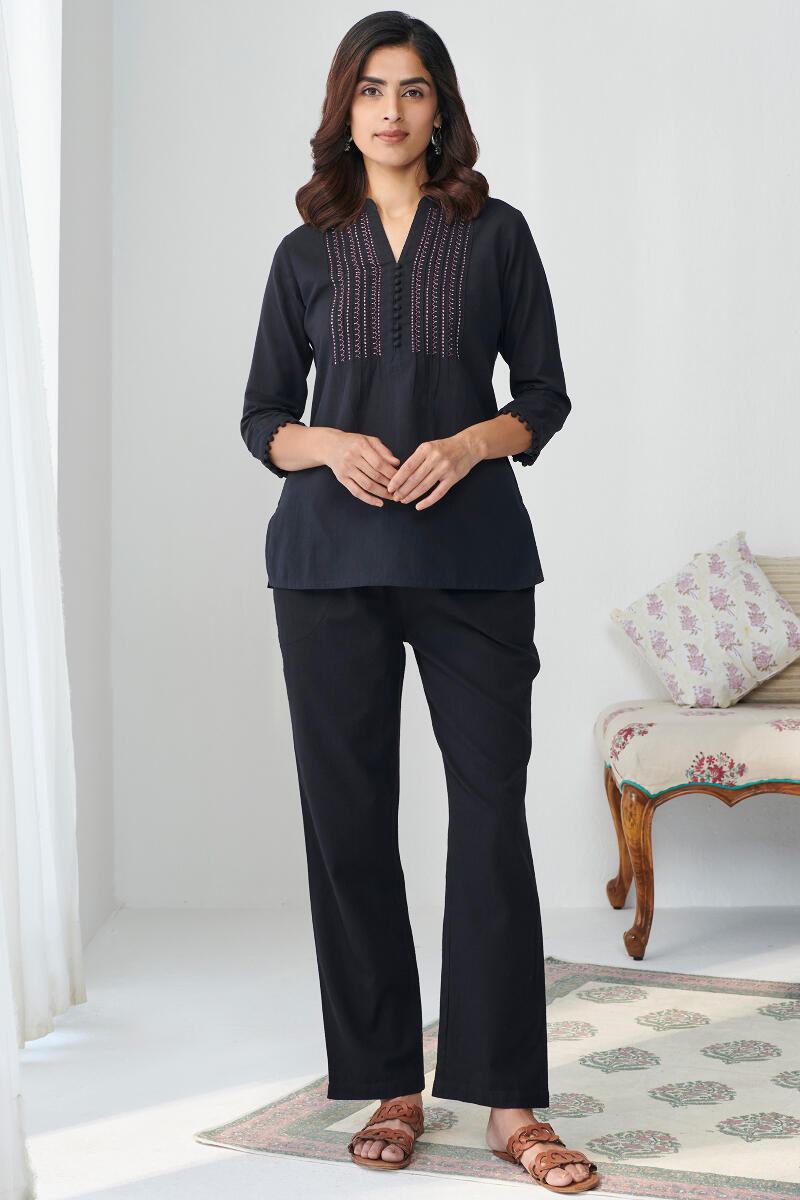 Black Handcrafted Cotton Top