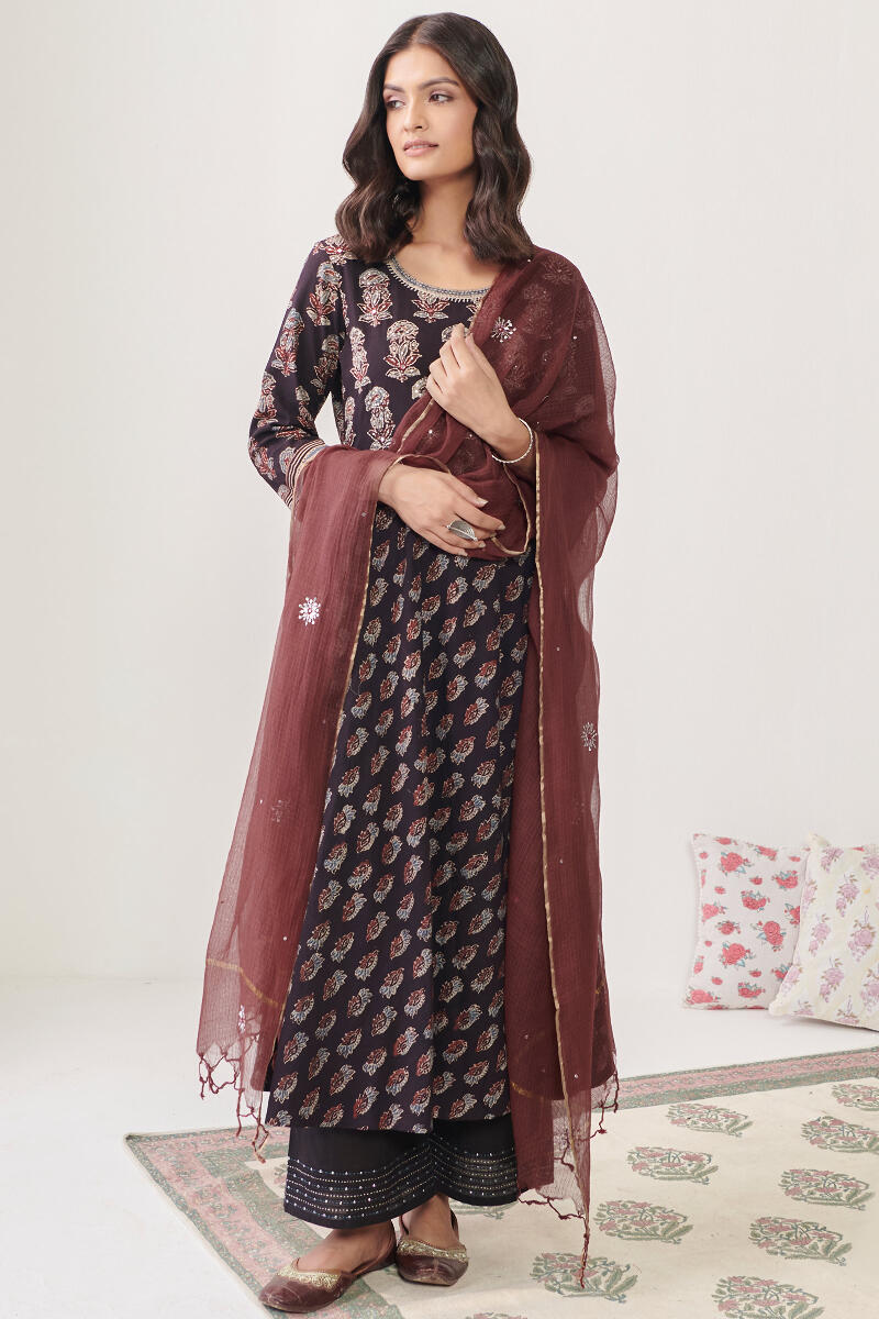 Black Handcrafted Cotton Farsi Pants