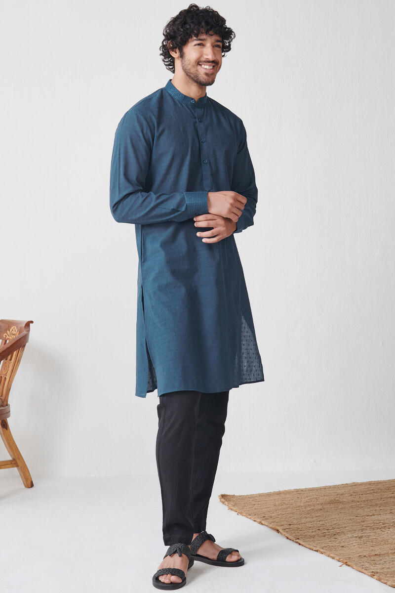 Blue Handcrafted Cotton Kurta