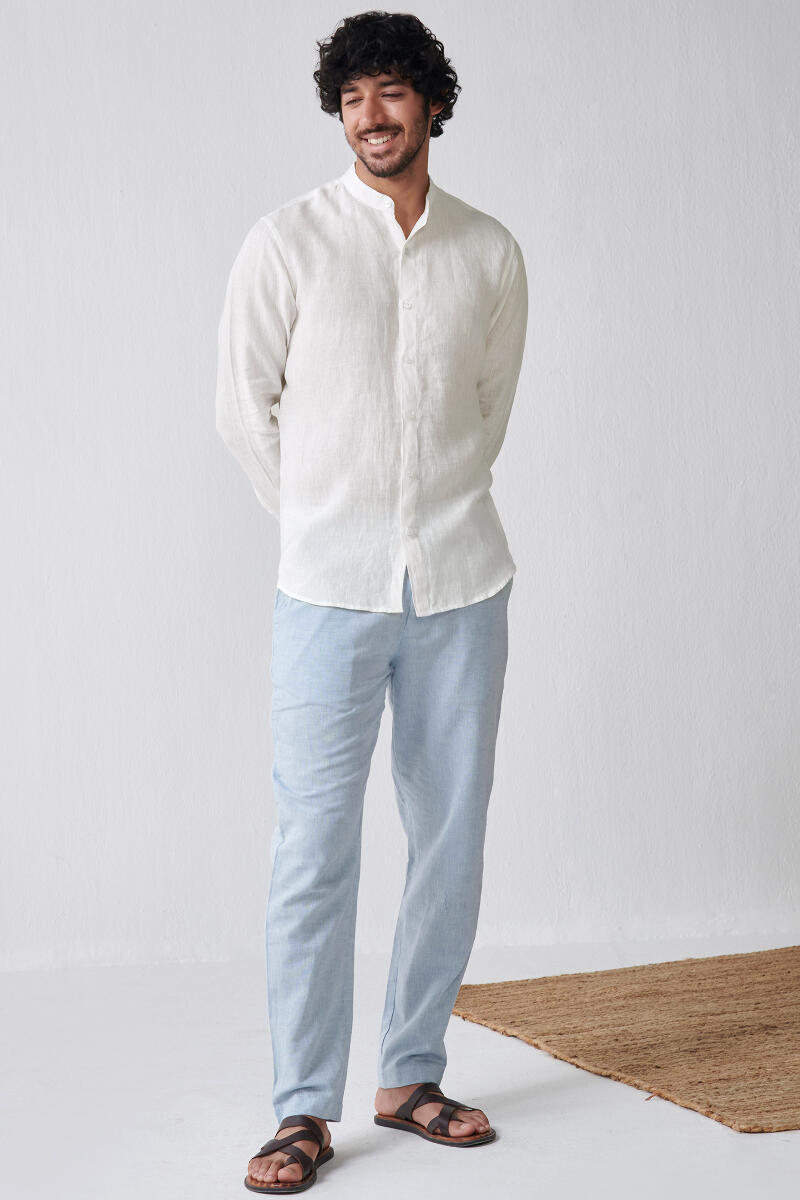 White Handcrafted Linen Shirt