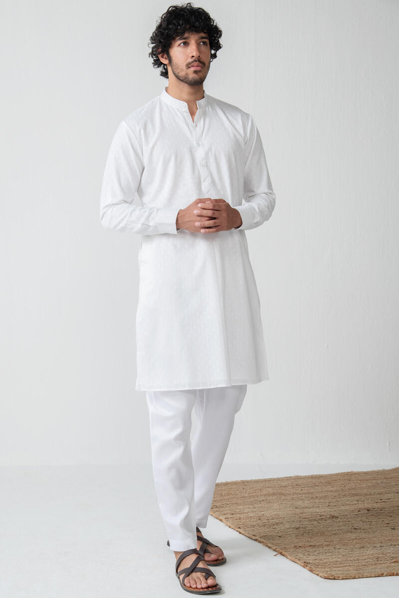 White Handcrafted Cotton Kurta