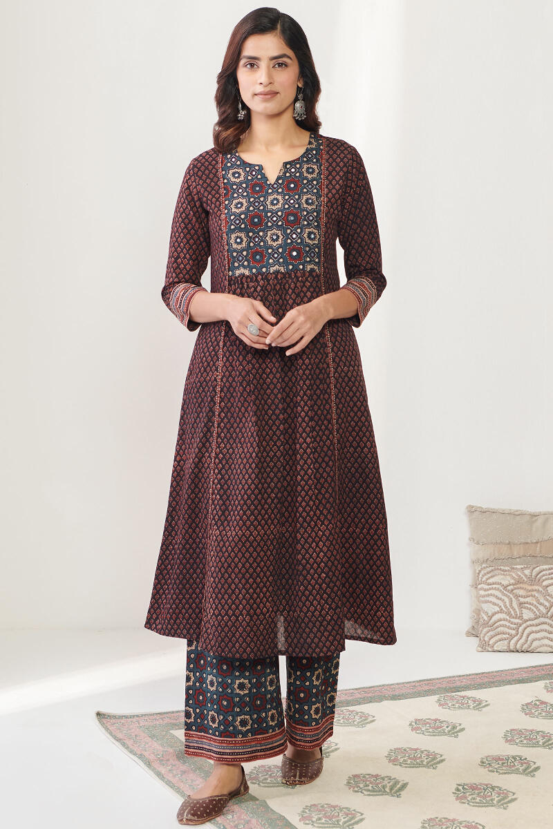Ajrak Hand Block Printed A-Line Cotton Kurta