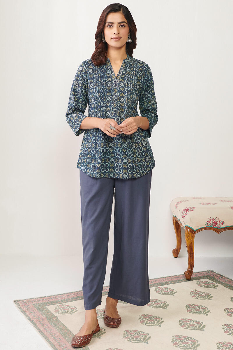 Indigo Hand Block Printed Cotton Top