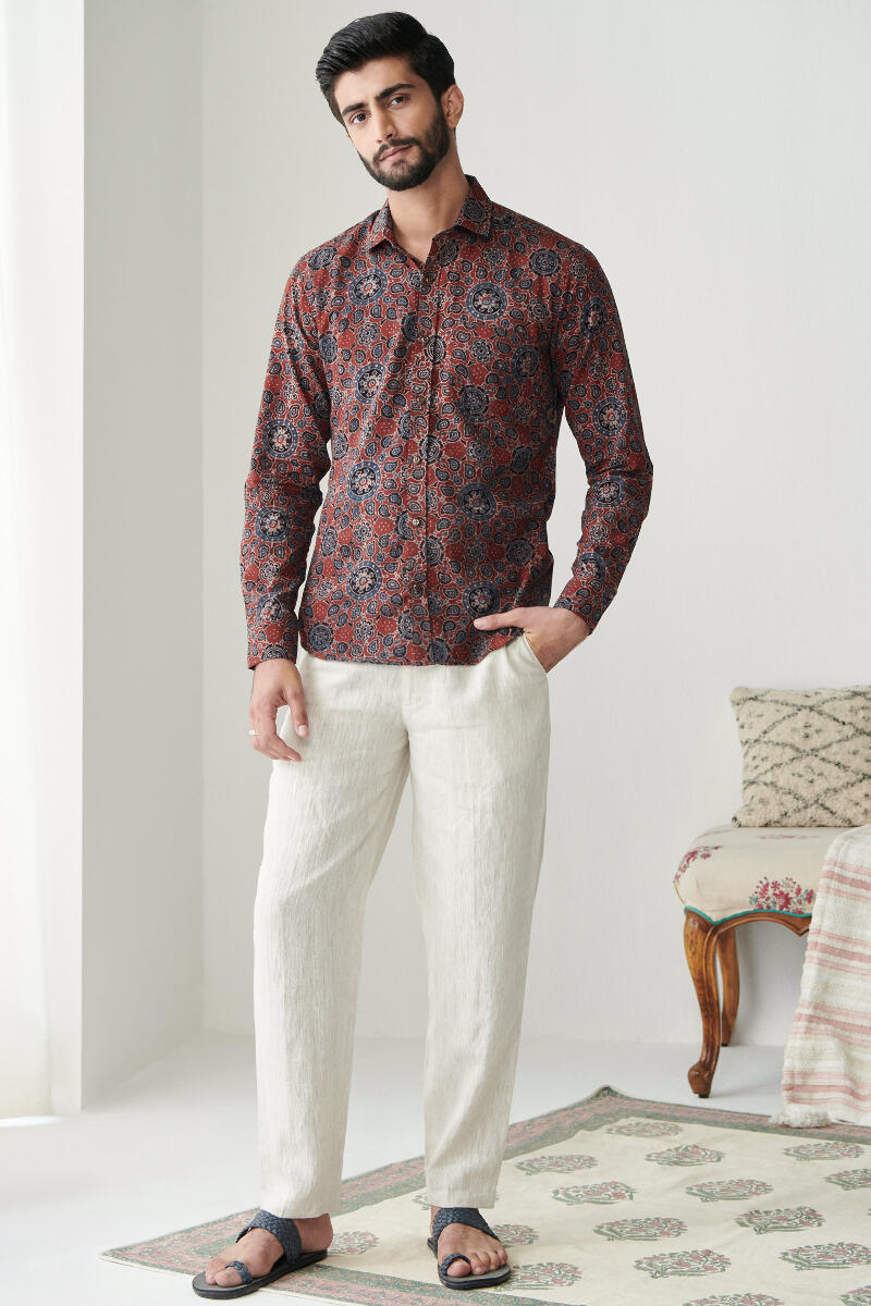Ajrak Hand Block Printed Cotton Shirt
