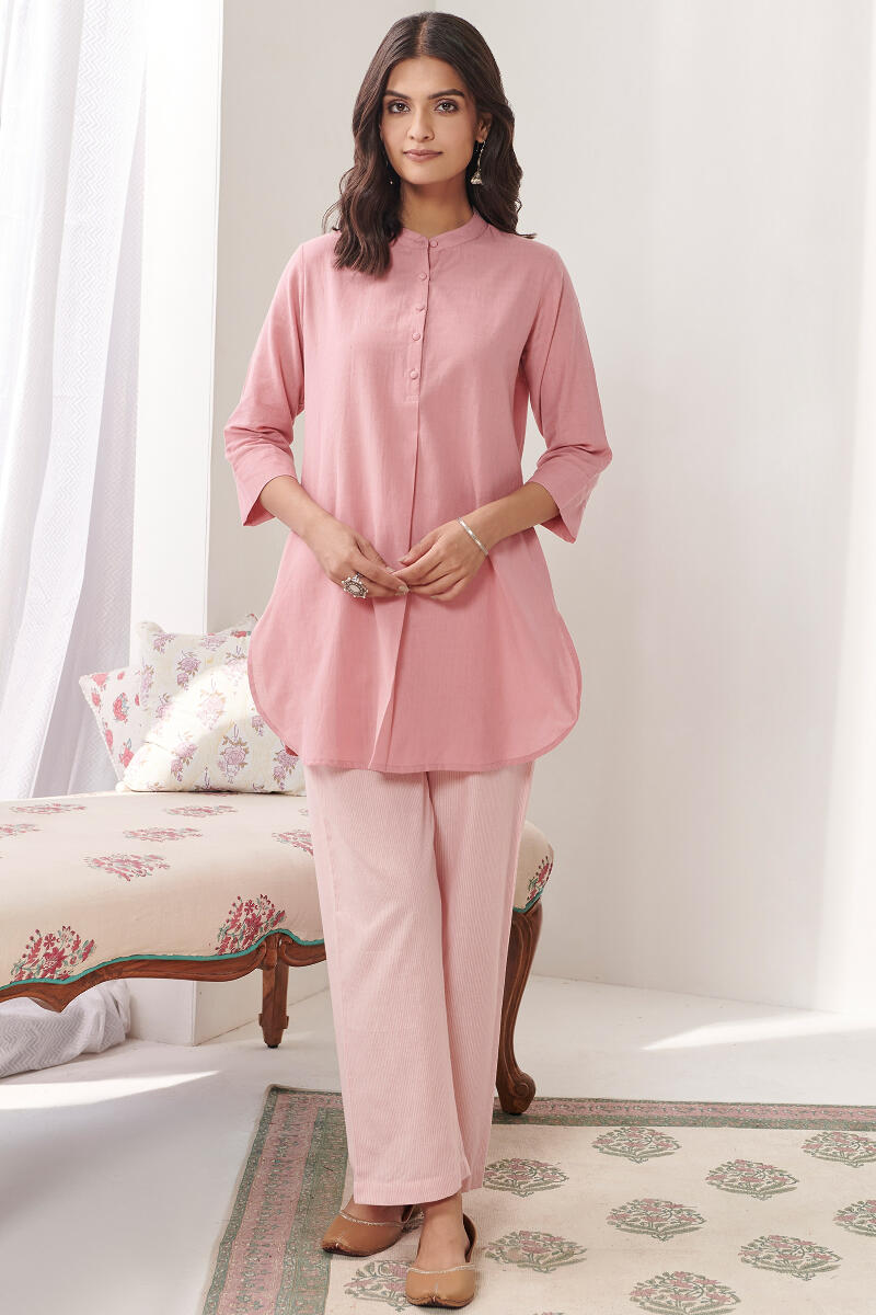 Pink Handcrafted Cotton Loungewear Set