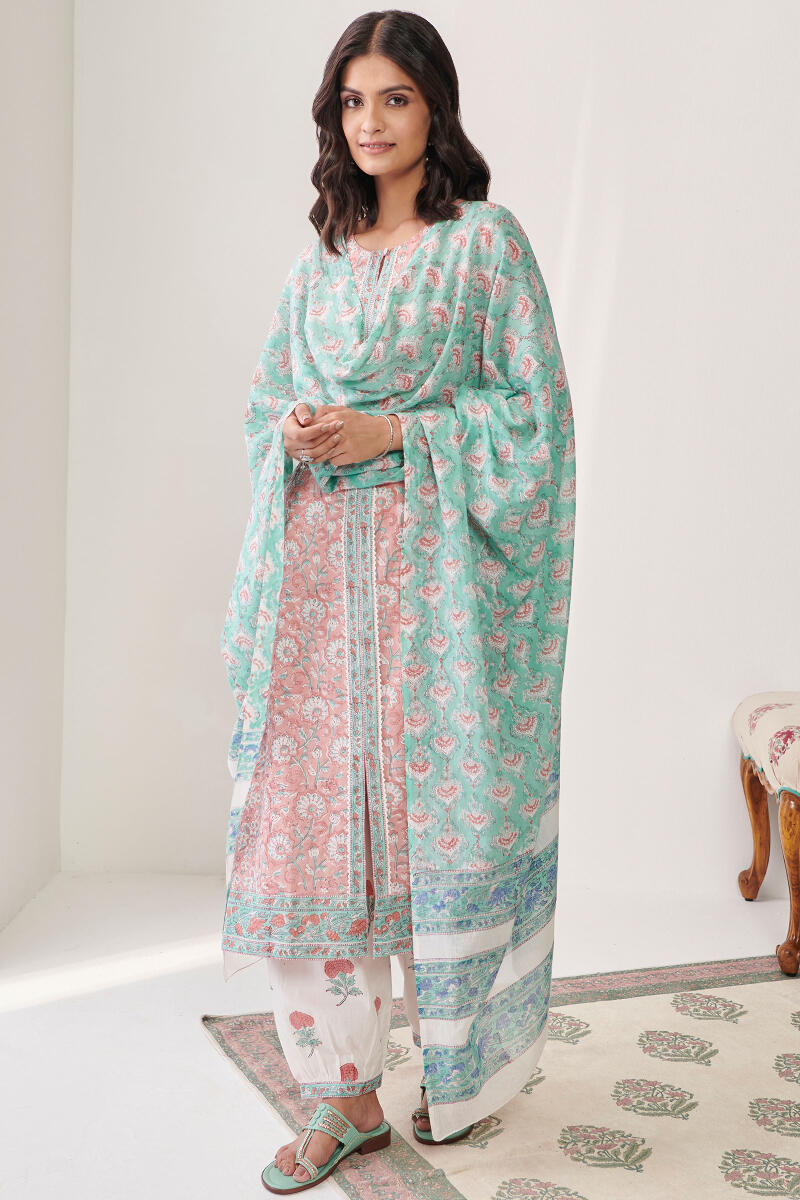 White Hand Block Printed Cotton Izhaar Pants