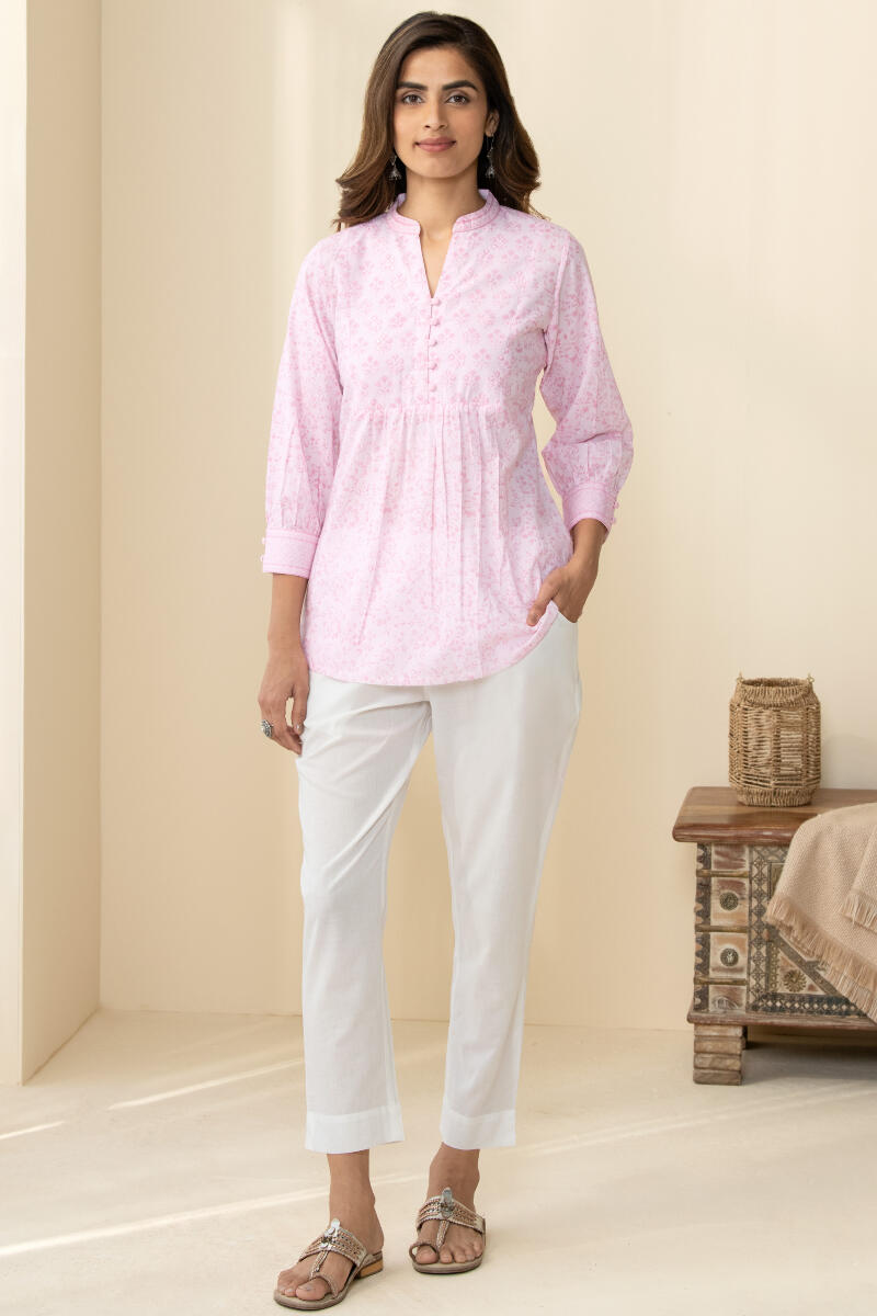 Pink Hand Block Printed Cotton Top