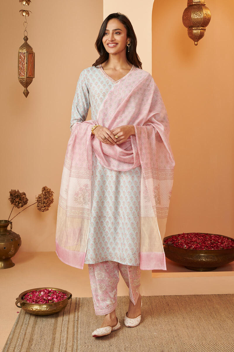 Pink Hand Block Printed Modal Salwar