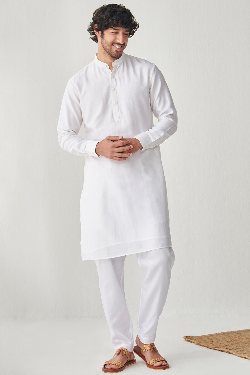 White Handcrafted Chanderi Kurta