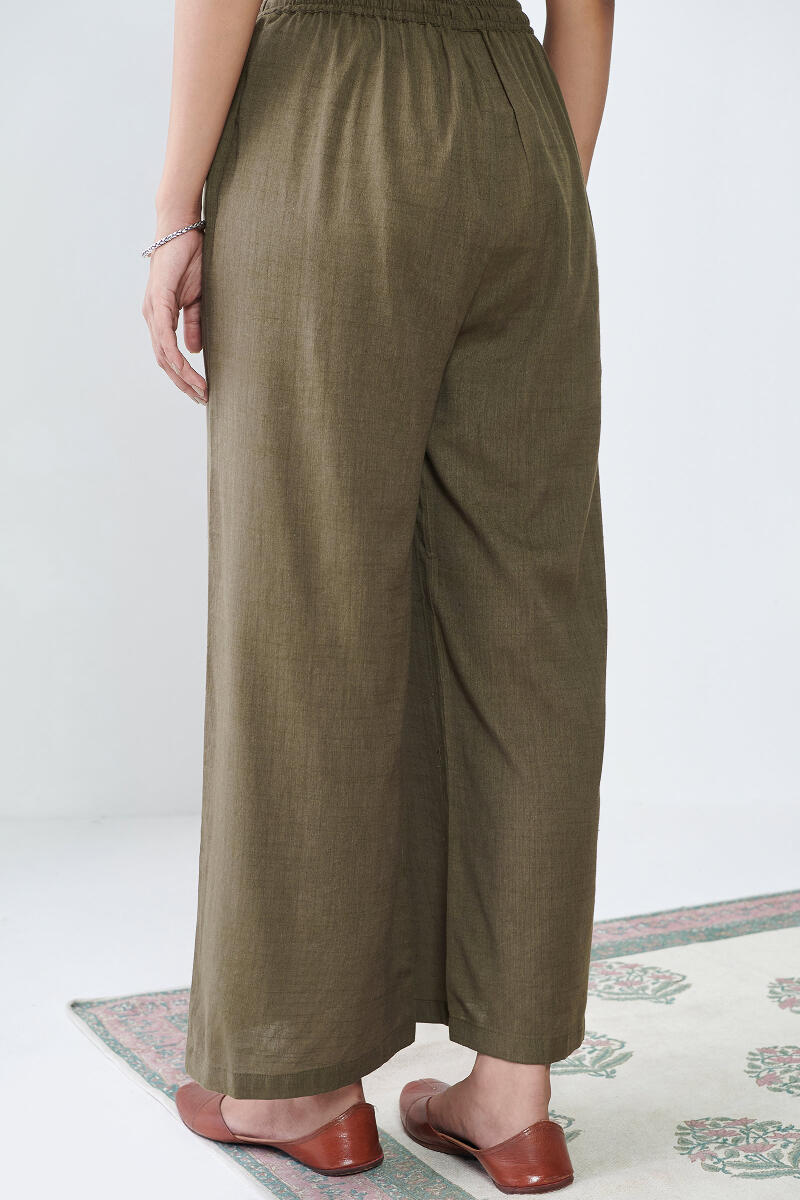 Brown Handcrafted Rayon Slub Farsi Pants