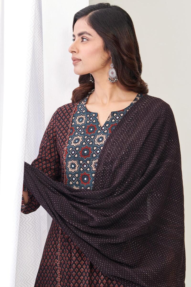 Ajrak Hand Block Printed Cotton Dupatta