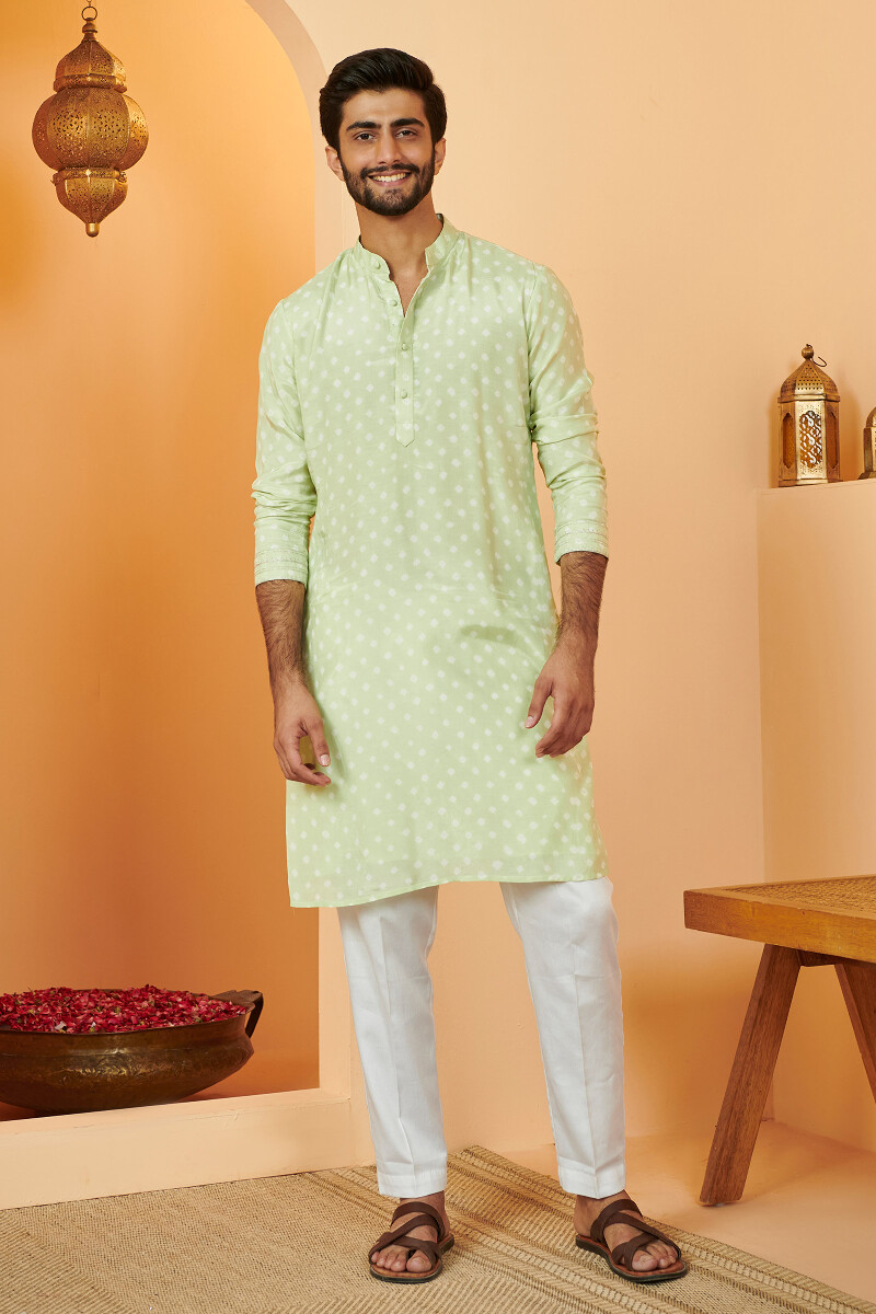 Green Printed Modal Kurta