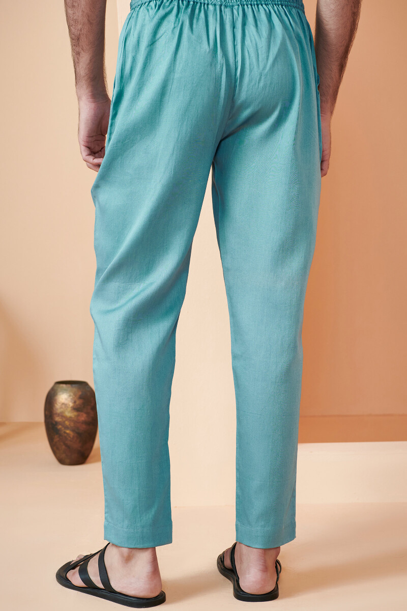 Blue Handcrafted Vegan Silk Pants