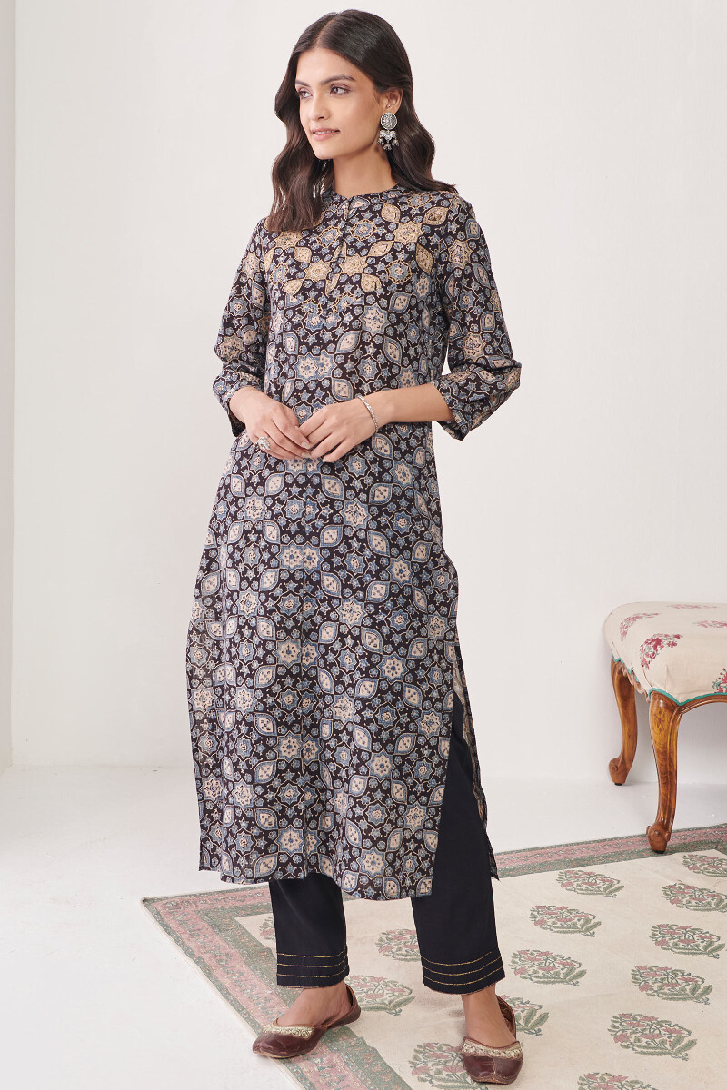 Ajrak Hand Block Printed Straight Cotton Kurta