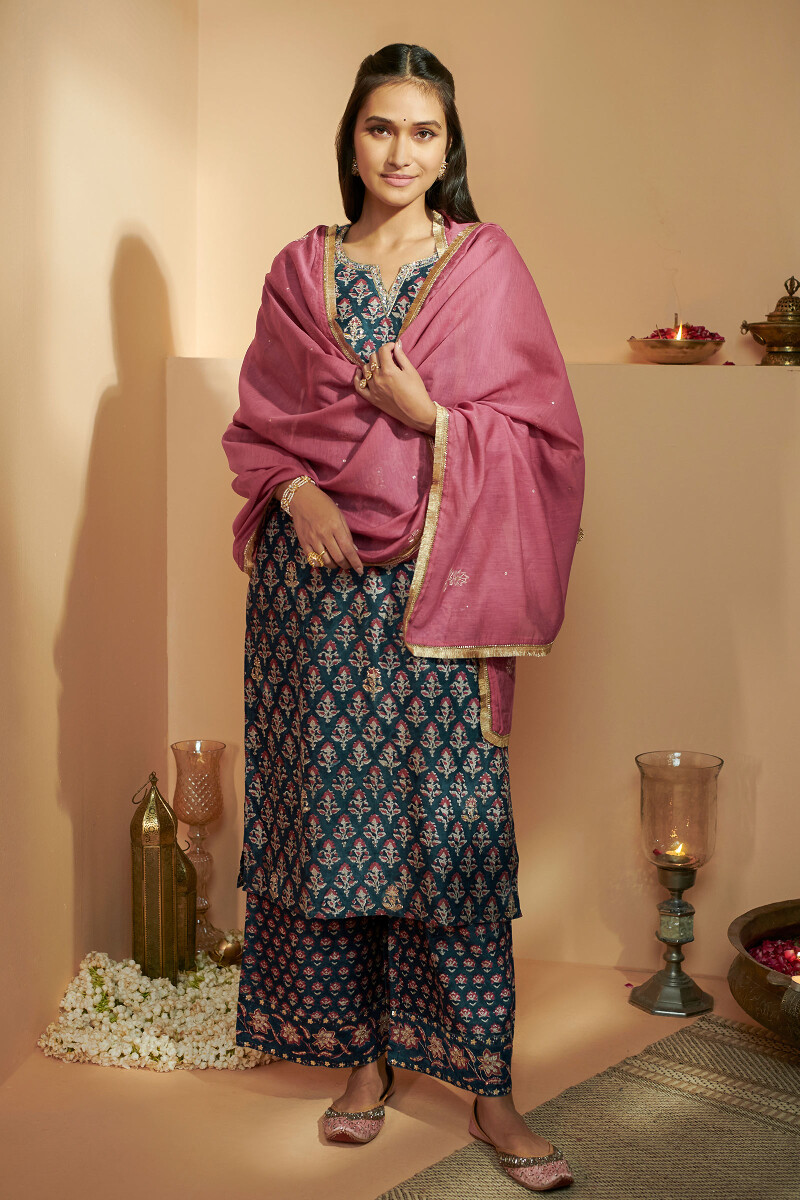 Maroon Handcrafted Cotton Silk Dupatta