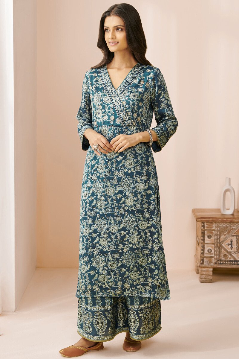 Indigo Hand Block Printed Straight Modal Kurta