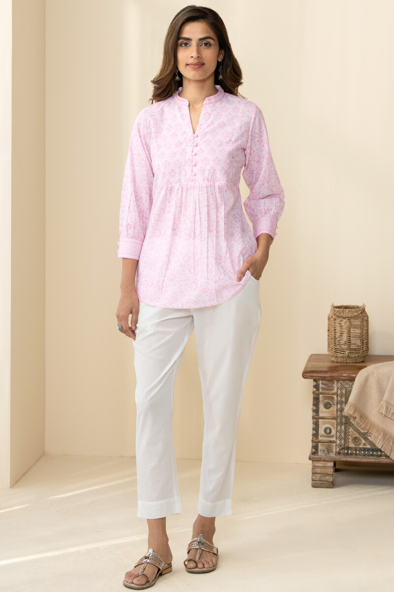 Pink Hand Block Printed Cotton Top