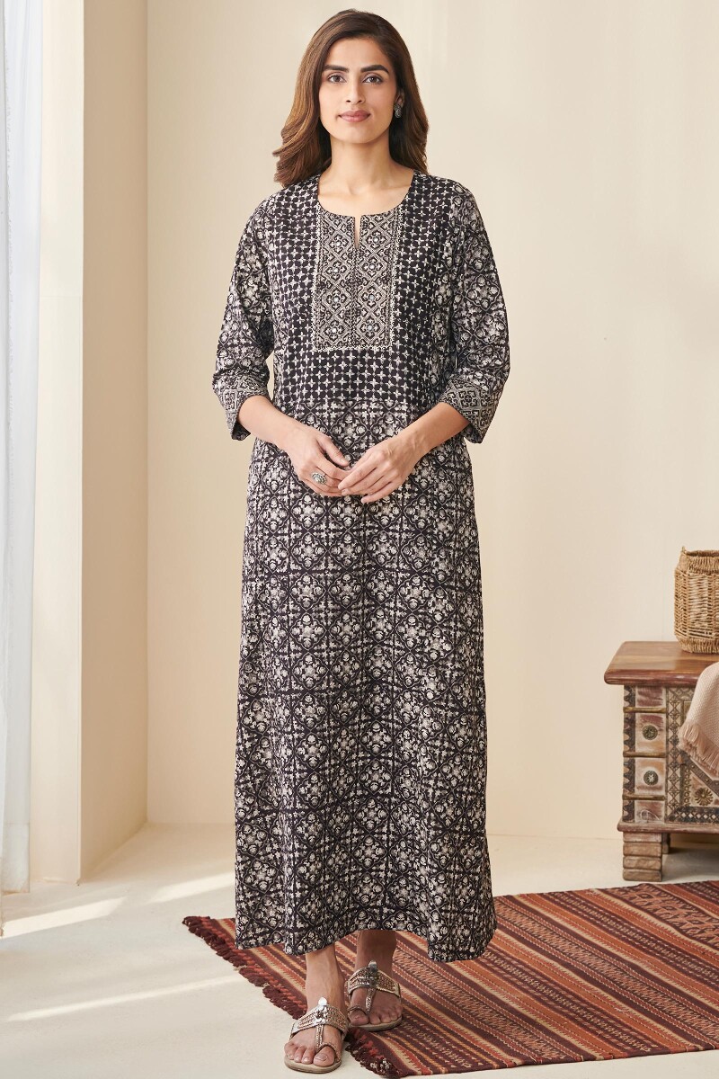 Bagru Hand Block Printed Cotton Kaftan