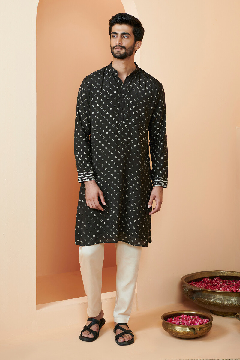 Black Printed Modal Kurta