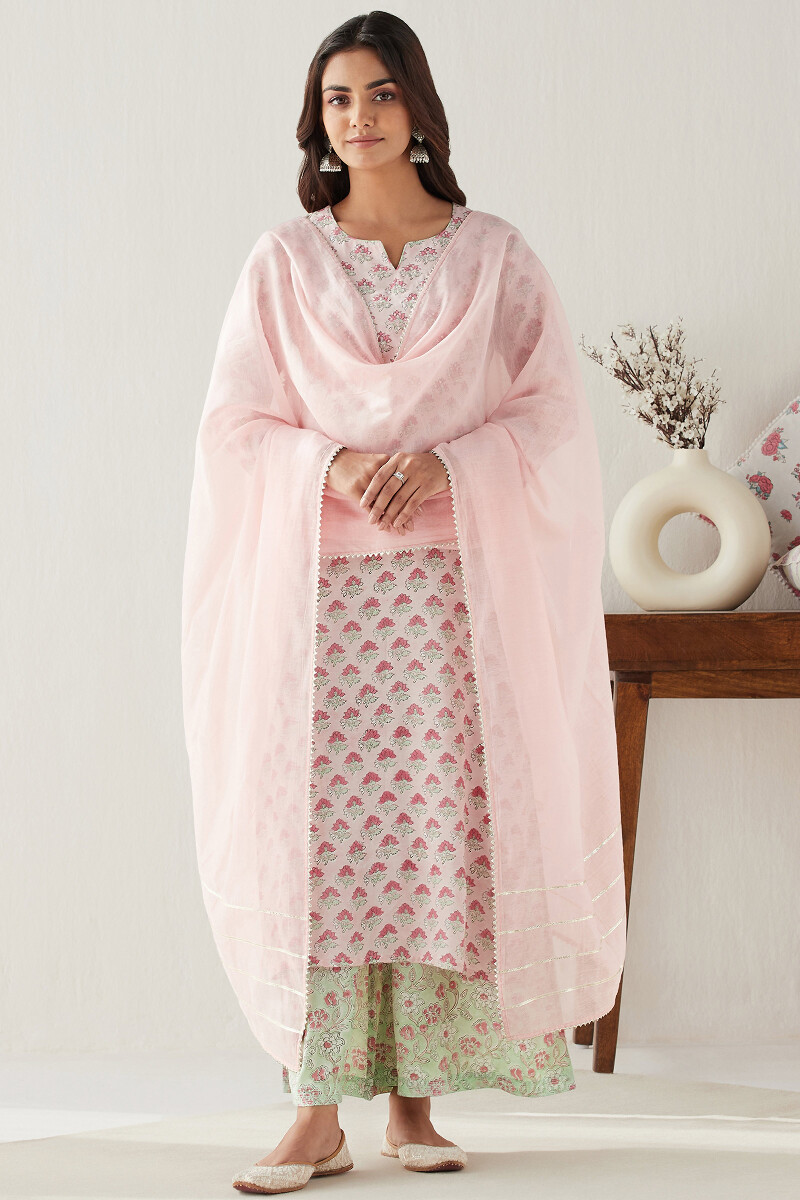 Green Hand Block Printed Modal Palazzos