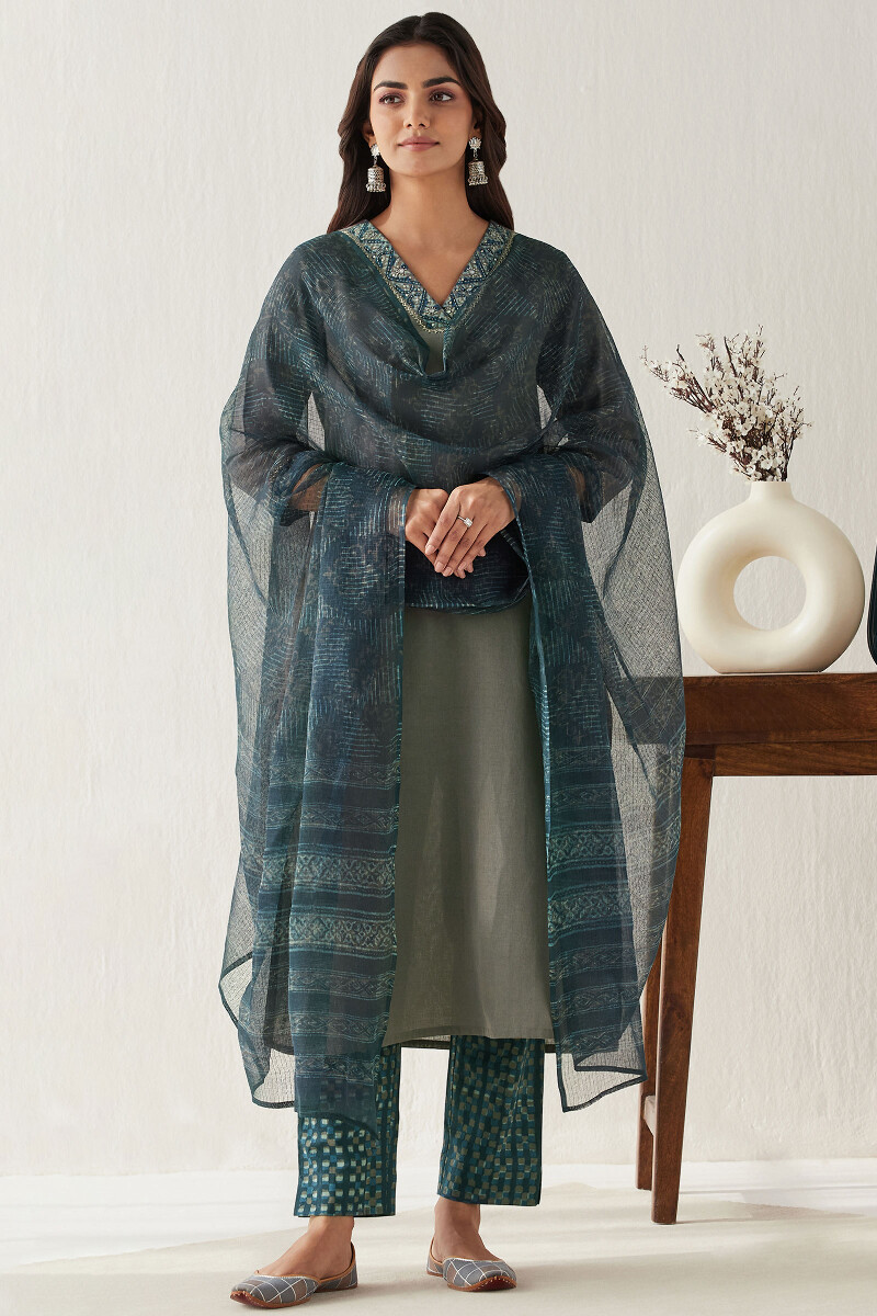 Akola Hand Block Printed Kota Dupatta