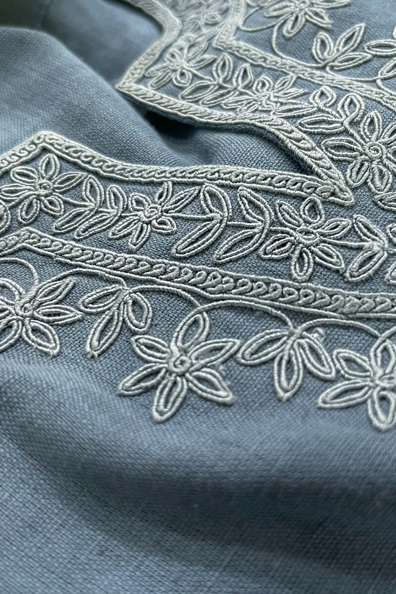 Blue Handcrafted Straight Cotton Flax Kurta