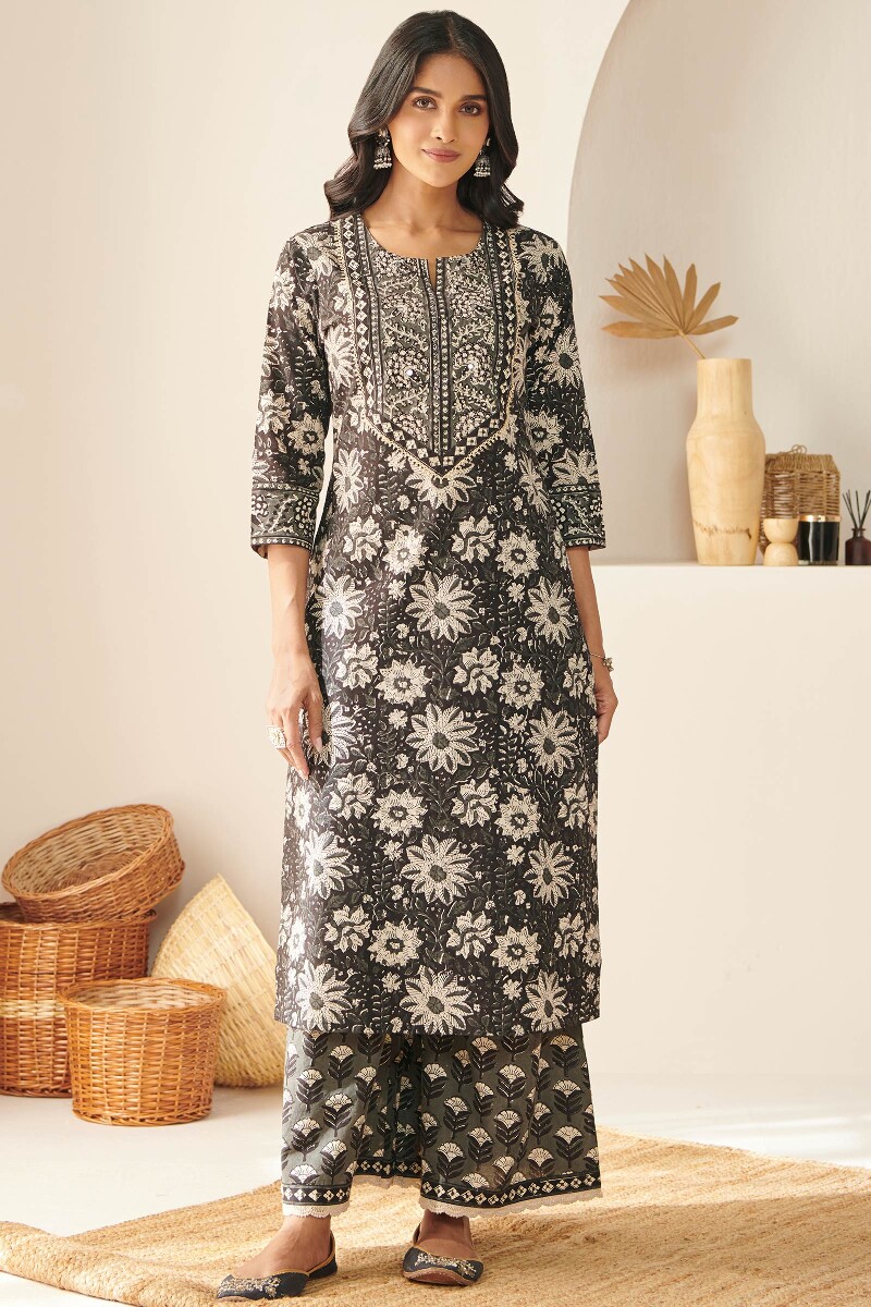 Bagru Hand Block Printed Straight Cotton Kurta