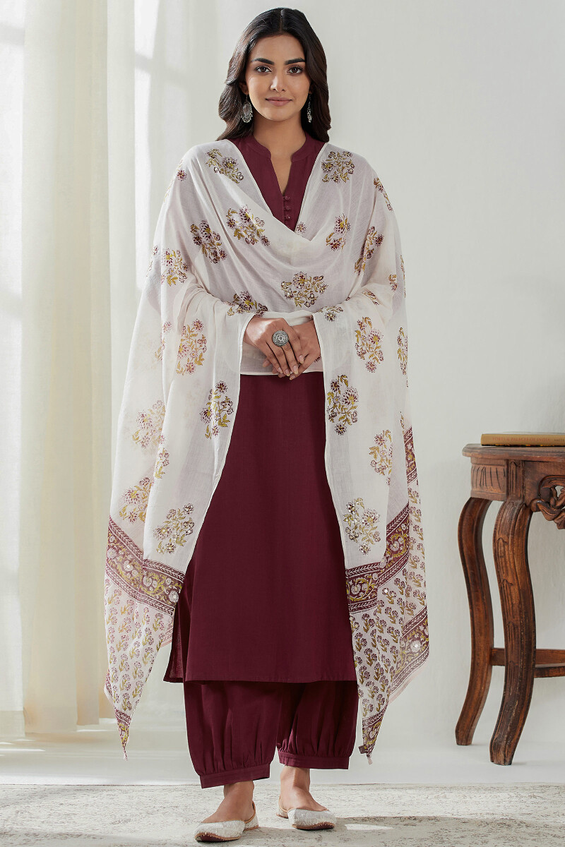 Maroon Handcrafted Handloom Izhaar Pants