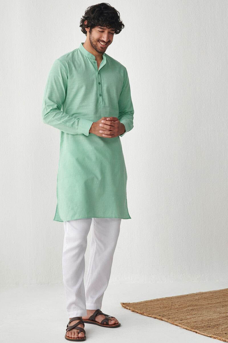 Green Handcrafted Cotton Kurta