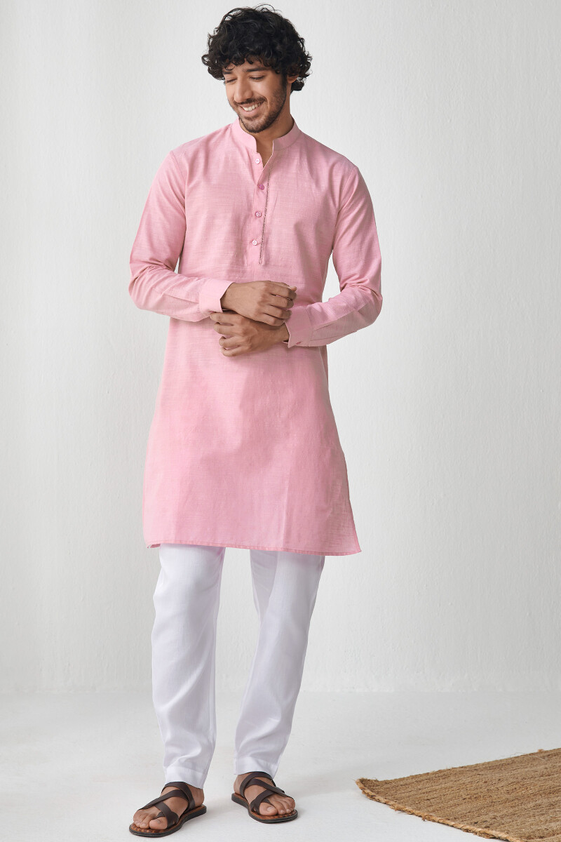 Pink Handcrafted Cotton Kurta