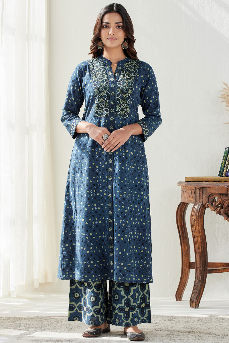 Ajrak Hand Block Printed A-Line Cotton Kurta