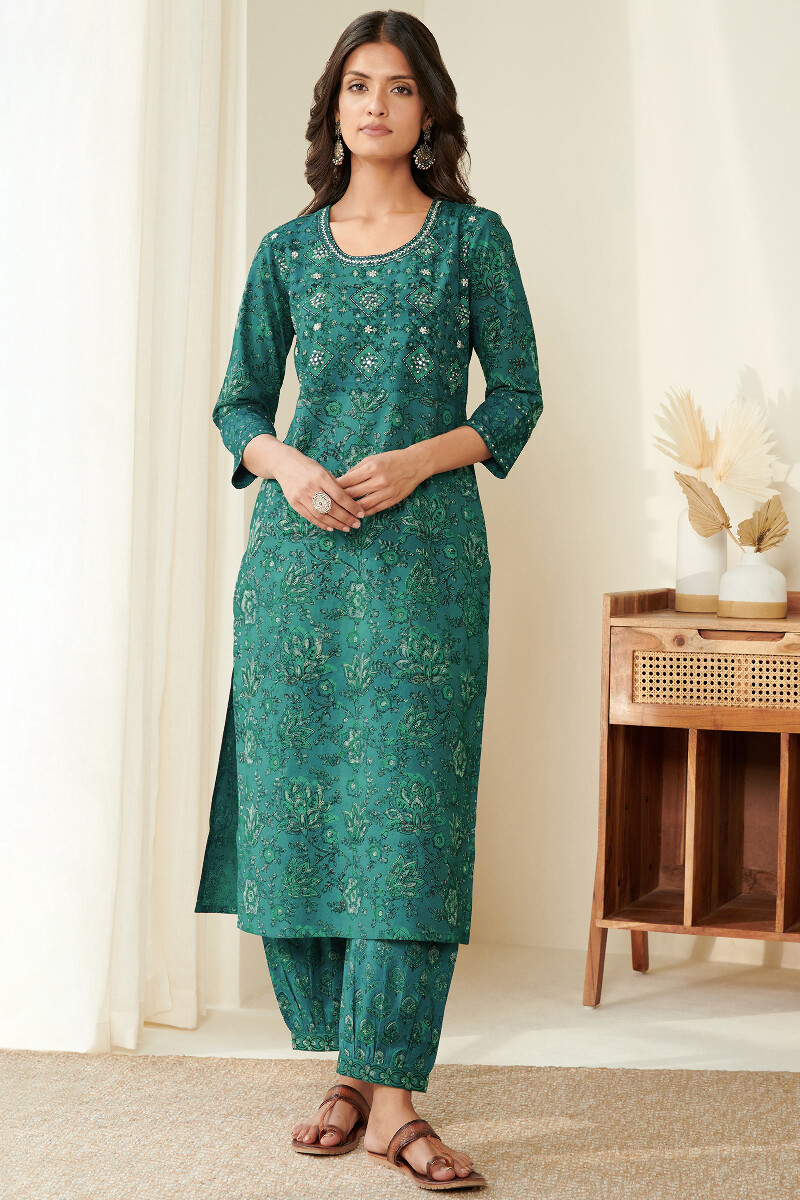 Akola Hand Block Printed Straight Cotton Kurta