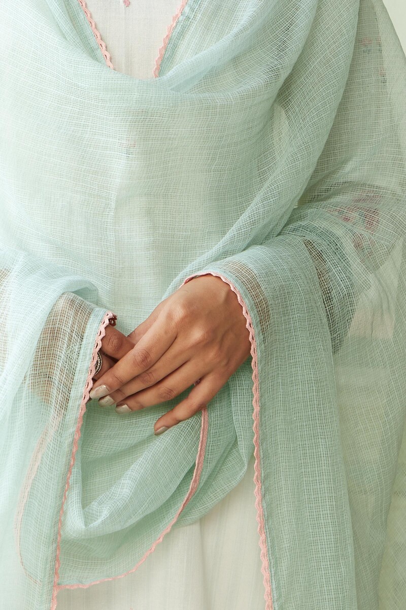 Turquoise Handcrafted Kota Dupatta